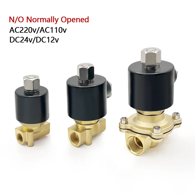 Normally Open NO Solenoid Valve 12V AC220V Water Air Electric Control Valve 1/4