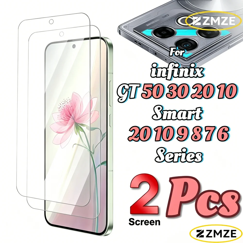 

2 Pieces Clear Tempered Glass Films For infinix GT 50 30 20 10 Pro Smart 6 8 10 7 Plus 20 10 9 8 7 6 HD Series Protectivel Films