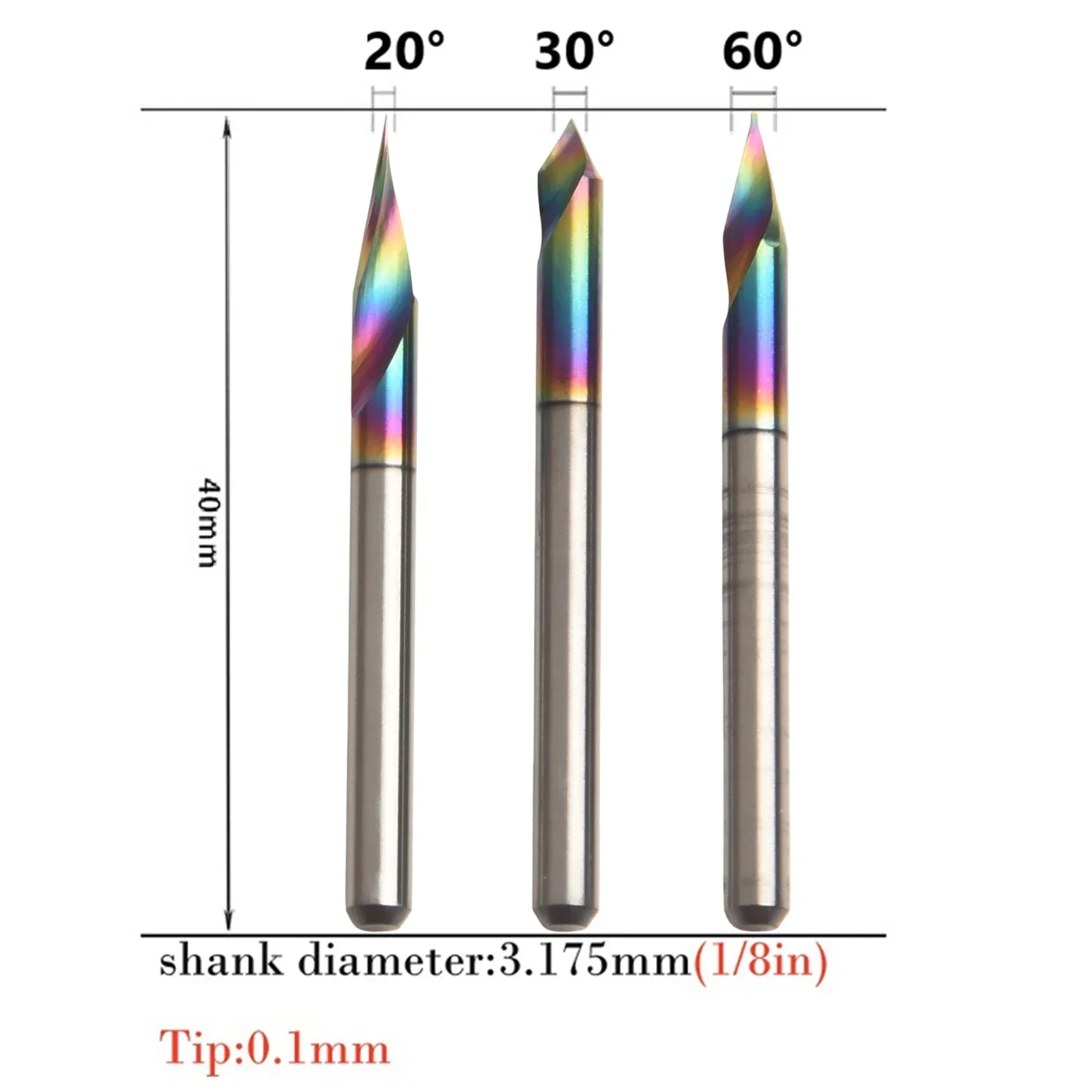 1 8'' 3.175mm Milling Cutter 2-Flute Cutter Anti-bending Hardness Big Chip Removal Groove High Precision Mirror Ground