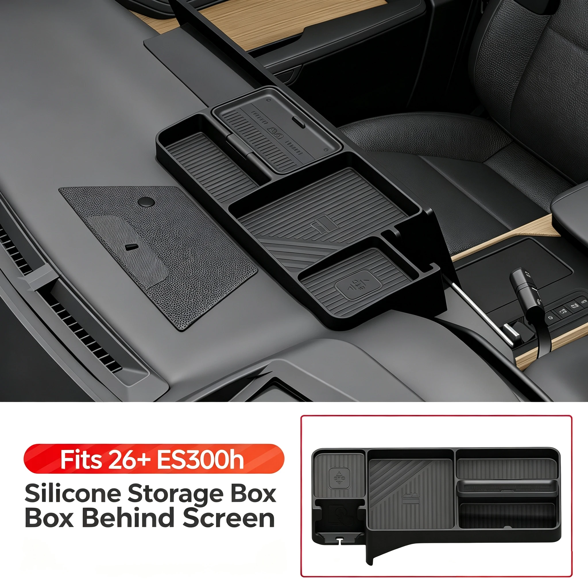 For Lexus ES300h 2026 Center Console Dashboard Organizer Premium Silicone Behind Screen Storage Box Car Interior Accessories