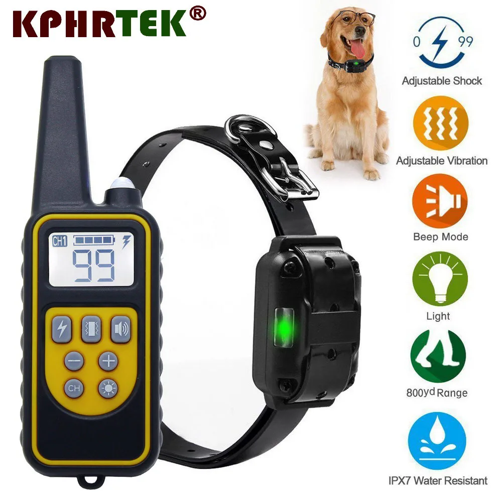 

800M Remote Control Rechargeable Training Dog Collar Shock Vibration Sound Adjustable Size Device