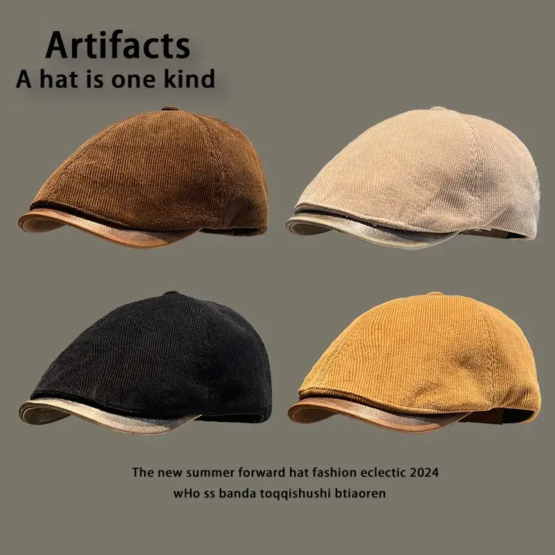 British Retro Vintage Distressed Solid Color Newsboy Cap for Women Spring Autumn Outdoor Travel Versatile Convertible Flat Hat