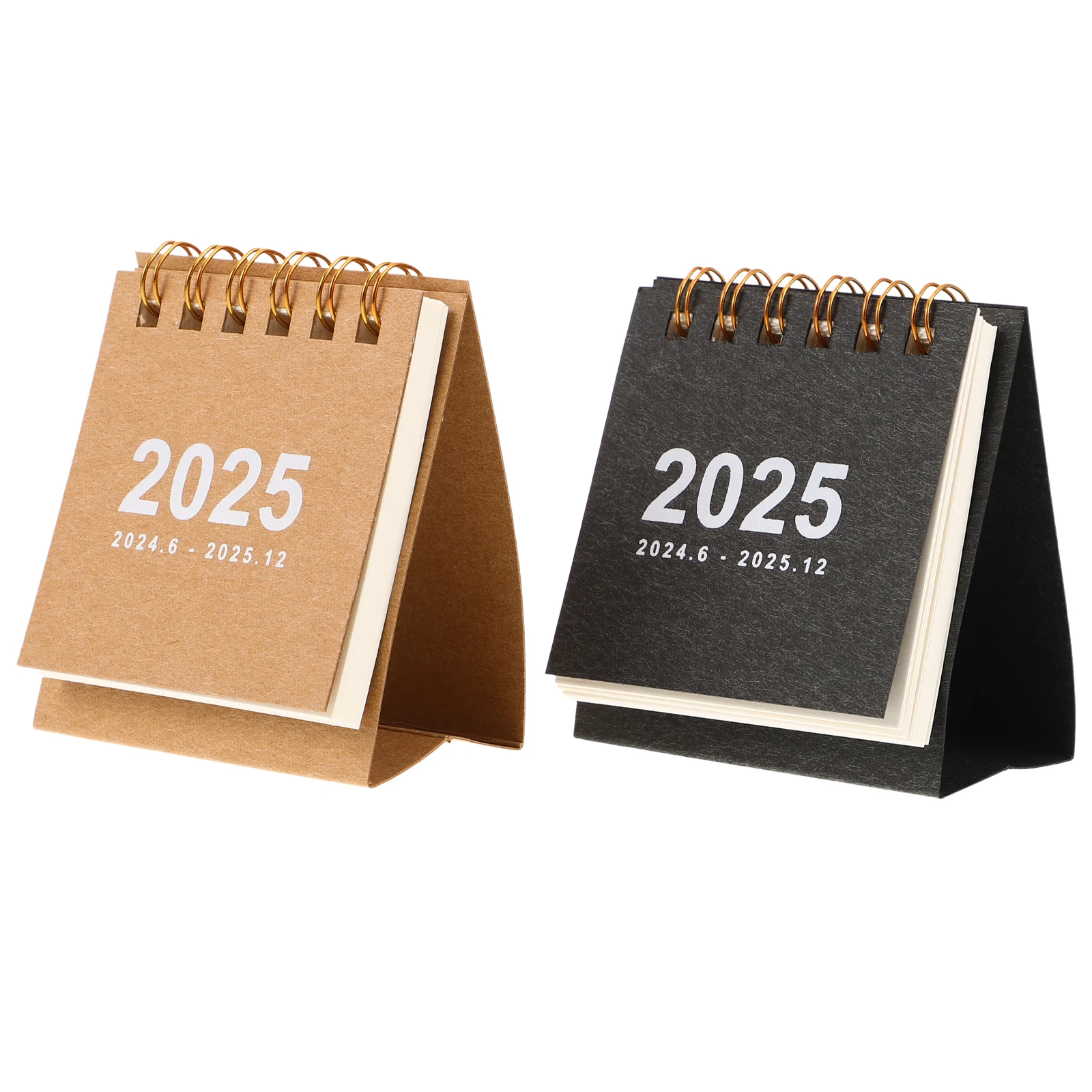 

2pcs Mini Desk 2025 Compact Spiral Binding Smooth Flip Sturdy Planner Writable Paper Office Home Decor Mini Calendars Small