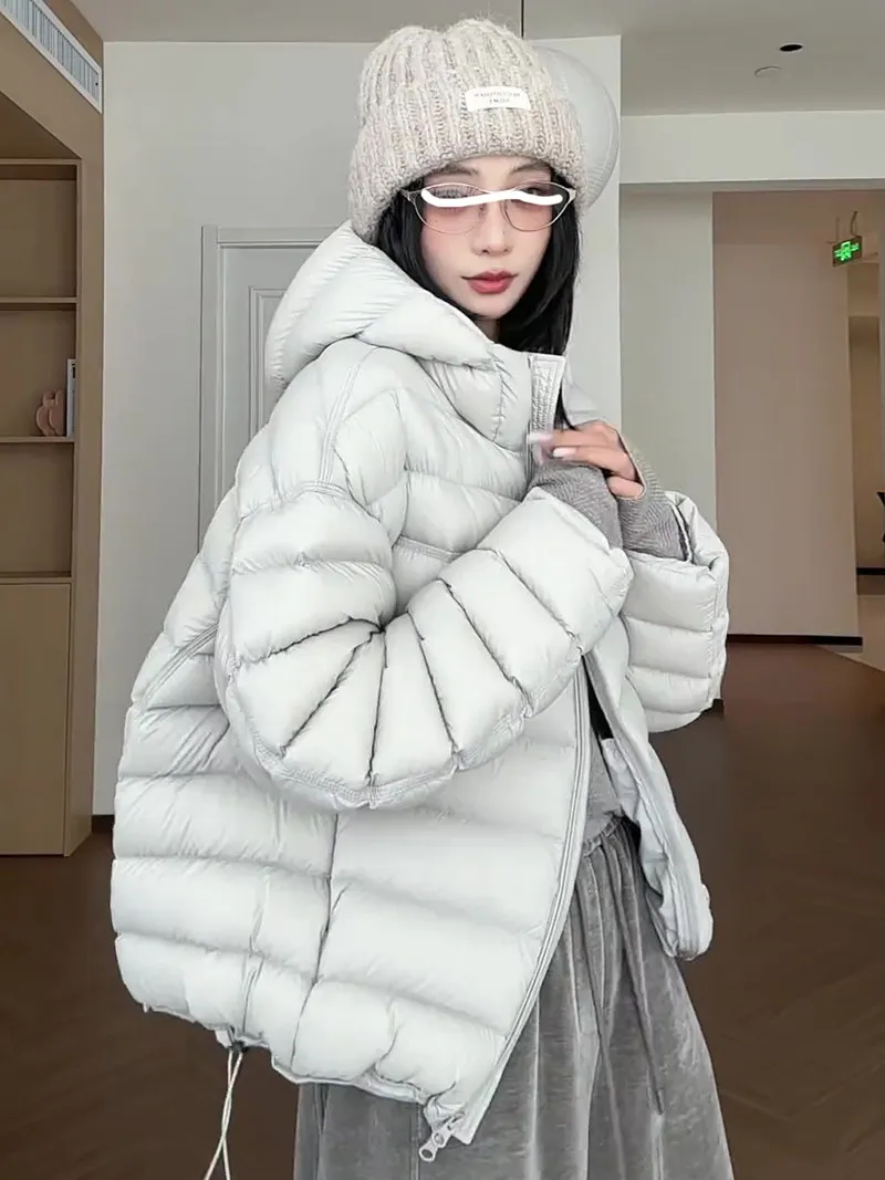 

Women's Short Lightweight Puffer Jacket Korean Style Cold Proof Fashionable Winter Coat Duck down Fill Warm Stylish Outerwear
