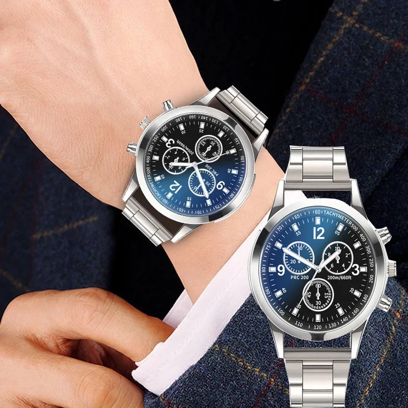 Men Quartz Watches Stylish Colorful Blue Light Fiberglass Wristwatch Strap Male Watch Gift For Men Durable Lightweight Wristband