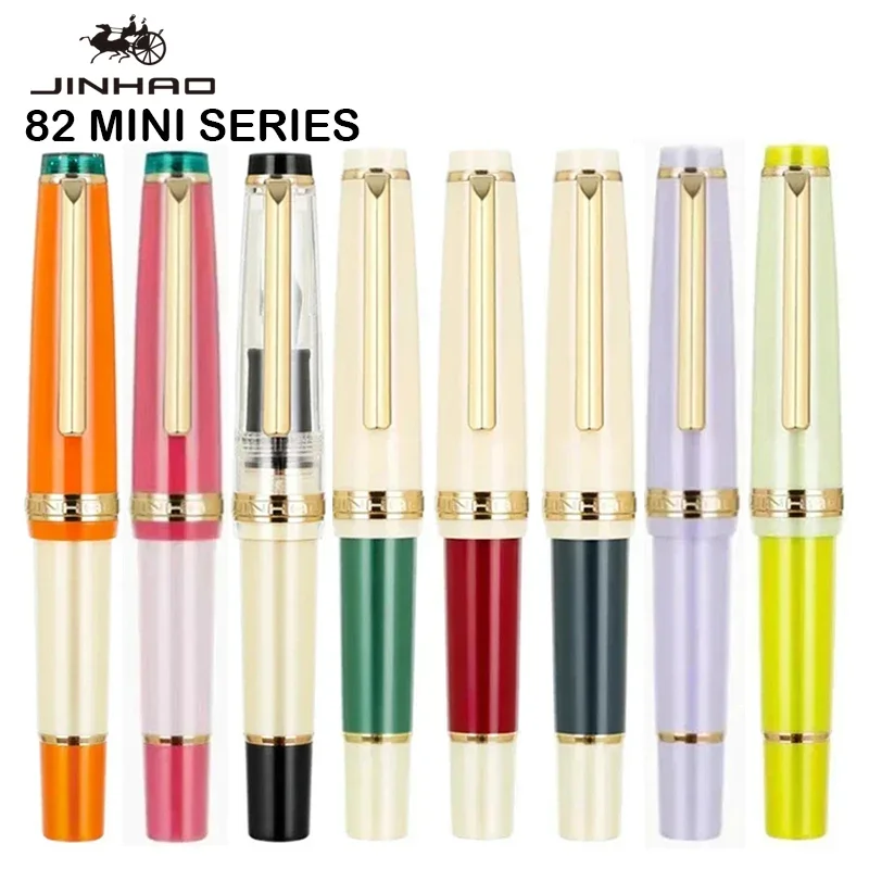 jinhao 82 mini caneta tinteiro cor combinar caneta acrilica rotacao ef f m nib tinta dourada canetas fofas material escolar de escritorio papelaria 01