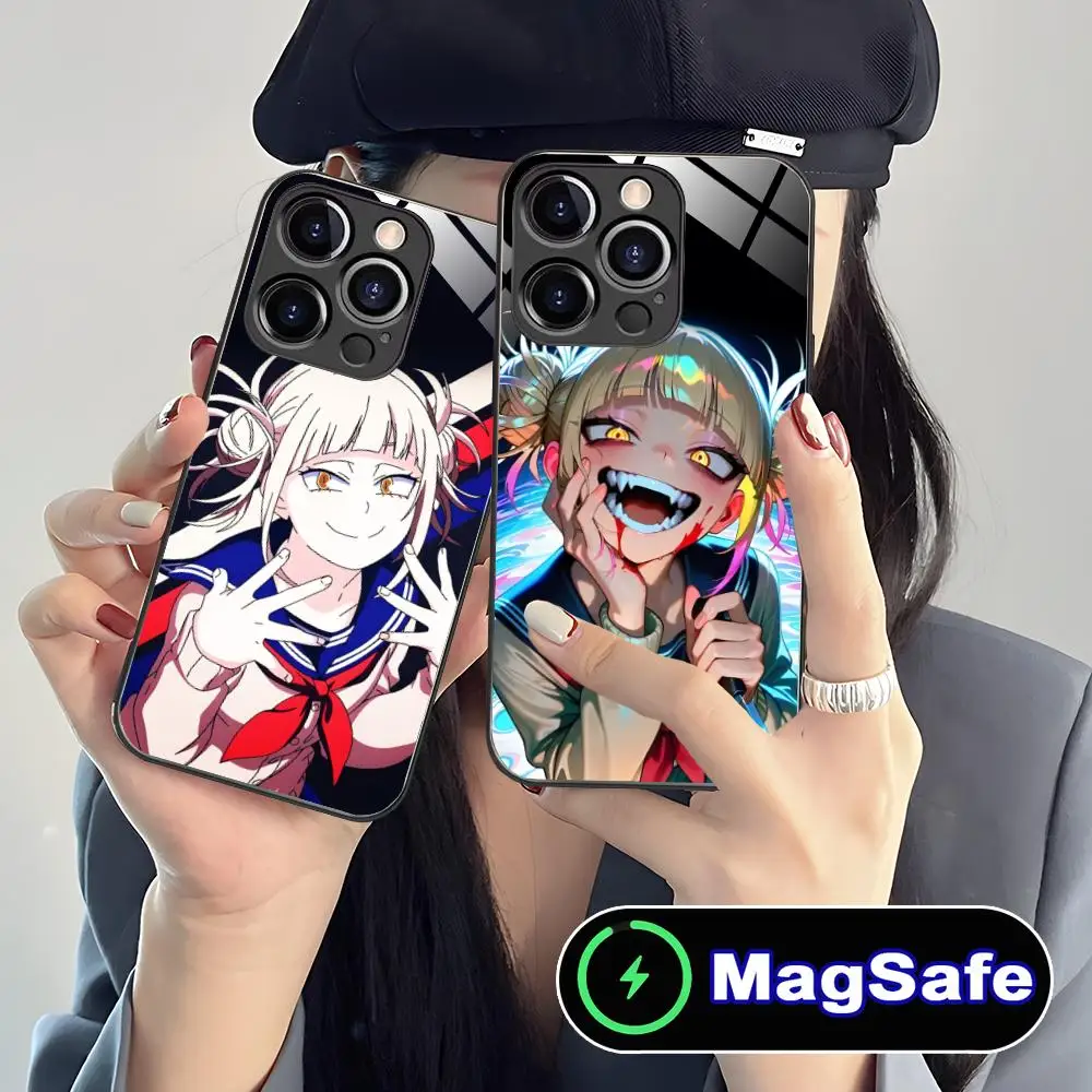 

My Hero Academia Himiko Toga Phone Case for iPhone 16 15 14 13 12 11 Pro Max Plus Mini MagSafe Glass Colour Protective Cover