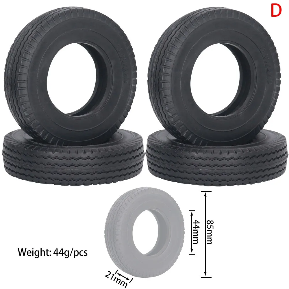 4PCS 1/14 Trailer Rubber Tires Wide/Narrow Gravel Tire Road Tyre Wheel for 1:14 RC Tamiya Mud Head Cargo Truck DIY Parts