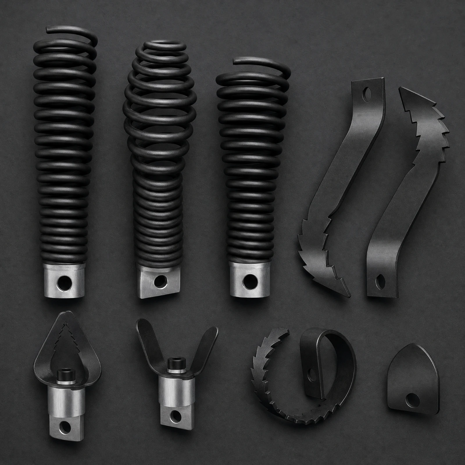 Drain-Cleaning Machine Attachment with Coiled Spring Shaft Heavy-Duty Pipe Dredging Cutter Head with Spring Tool Wear-Resistant