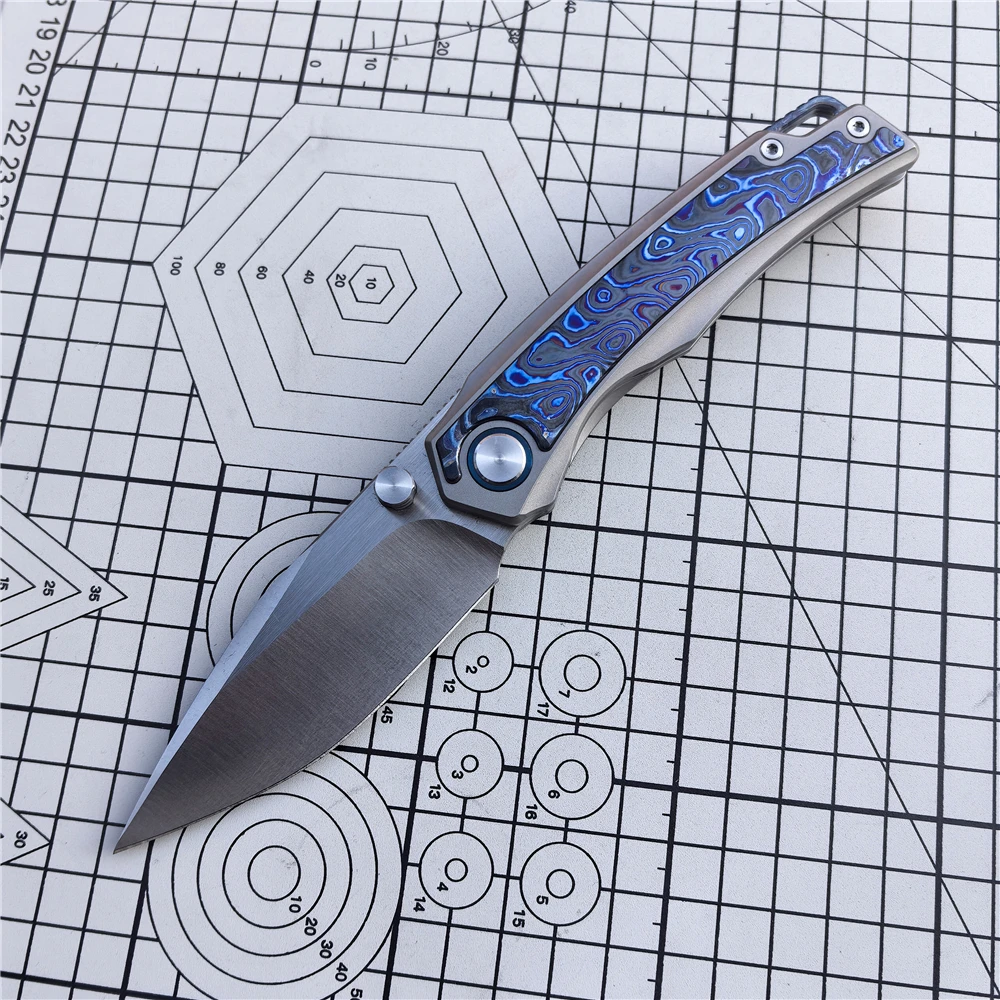 M390 الصلب سكين للفرد سبائك التيتانيوم مقبض تحمل نظام في الهواء الطلق بقاء سكين صيد التخييم التنزه الدفاع أداة