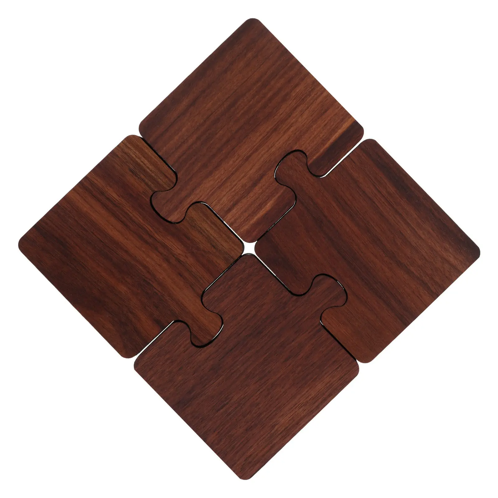 4Pcs Wooden Tea Coasters Natural Heat Resistant Cup Pads Japanese Aesthetic Minimalist Design for Coffee Mugs Water Glasses