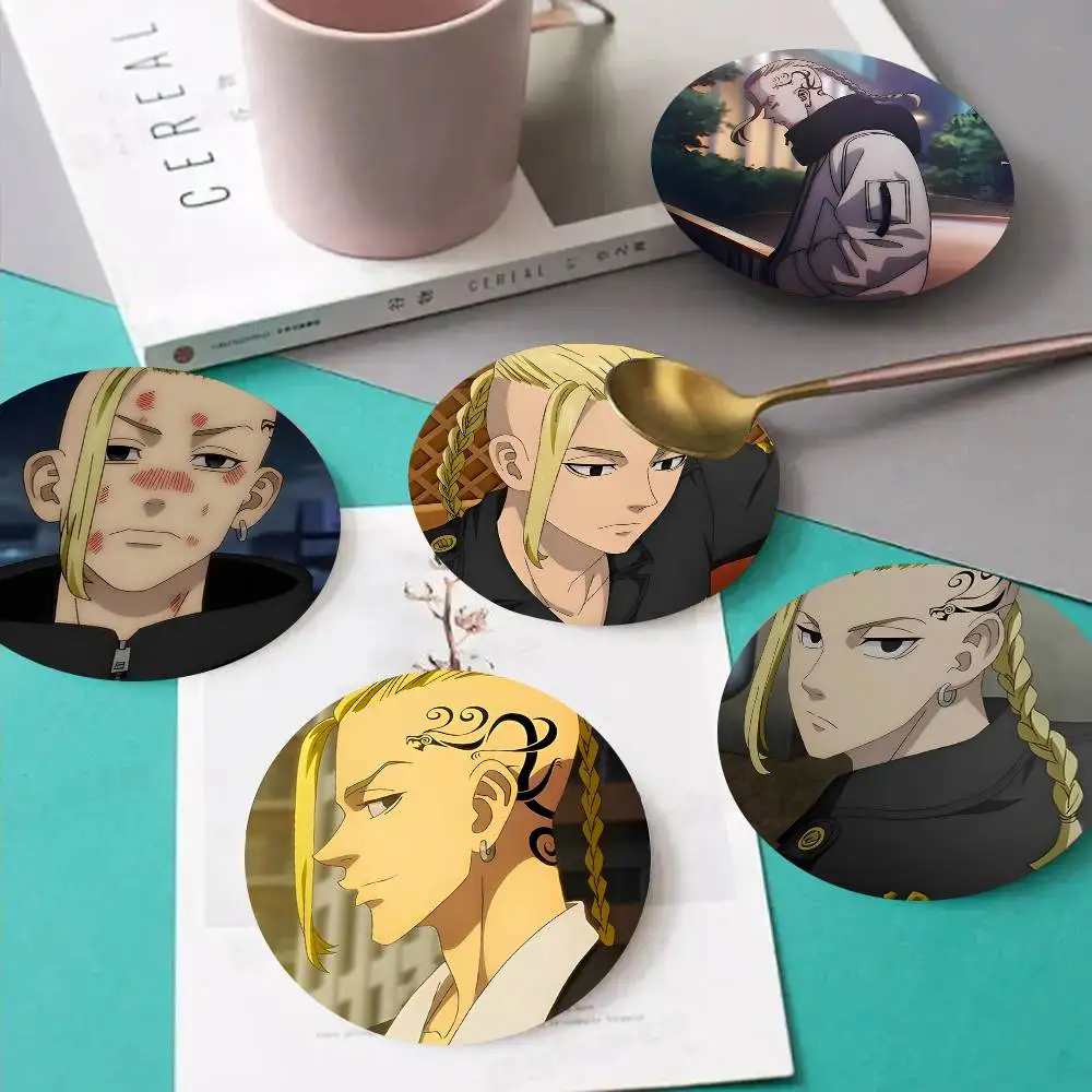 1pc Ken Ryuuguuji Anime Characters Wooden Coaster Colour Printing Cup Mat Home Desk Decoration Gifts