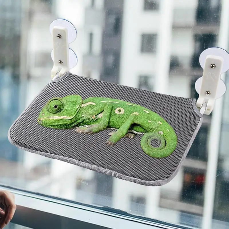 Bearded Dragon Hammock Foldable Suction Cup Hammock Reusable Lizard Bed Breathable Chameleon Perch for Resting Sleeping Playing