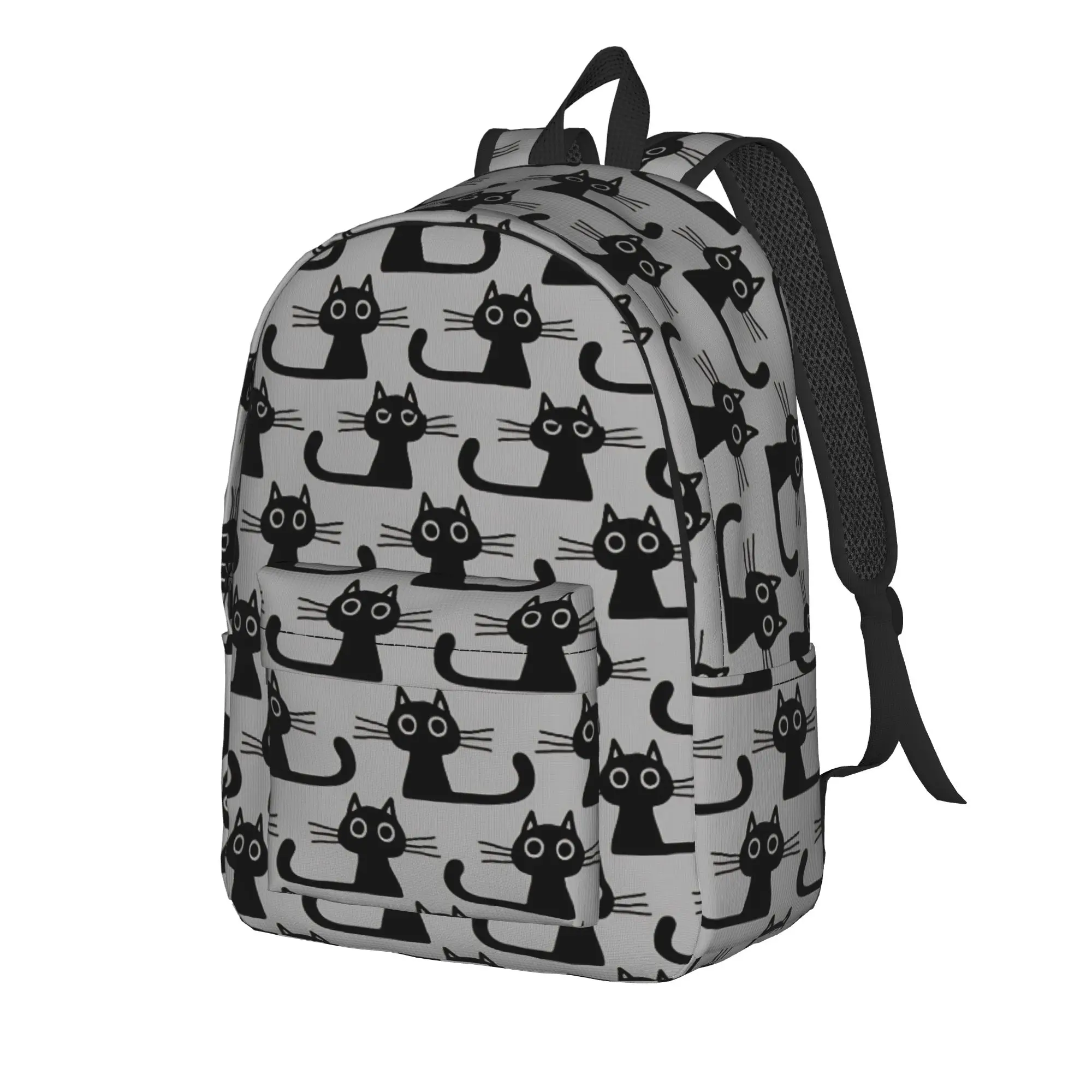 Black Kitten  Backpack for Men Women Cool High School Hiking Travel Daypack Cats Pattern College Canvas Bags Outdoor