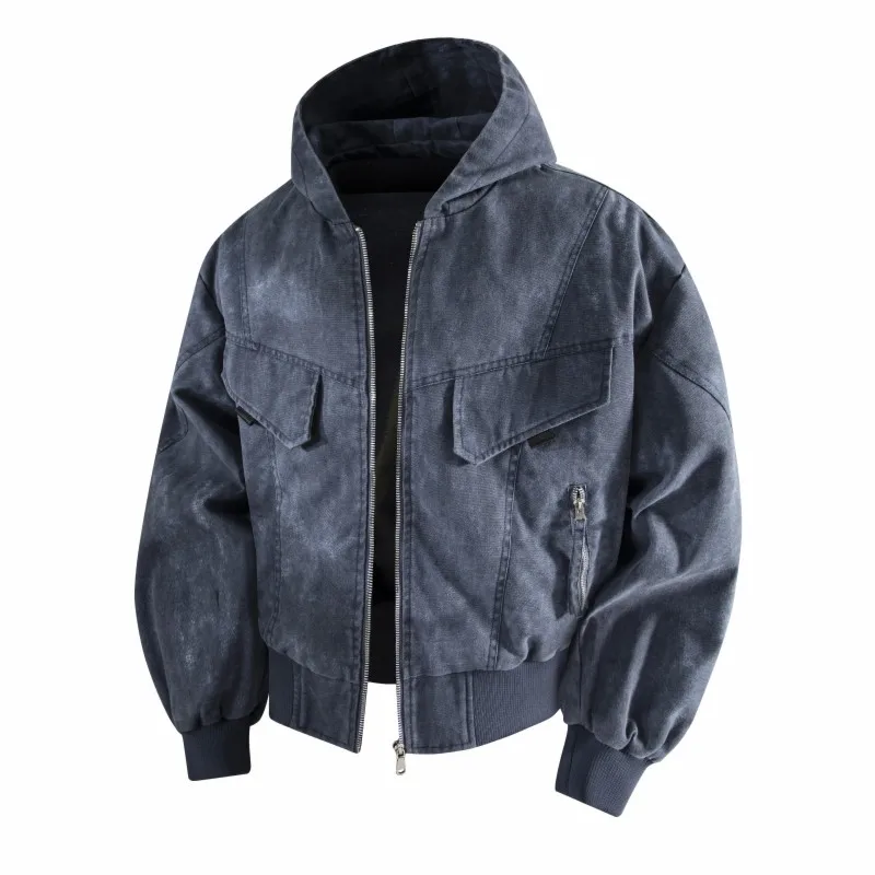 

2026 New Faion Brand Casual Loose Men's Denim Jaet Spring Autumn Seasonal Polyester Cotton Blend Anti-Wind Hoodie