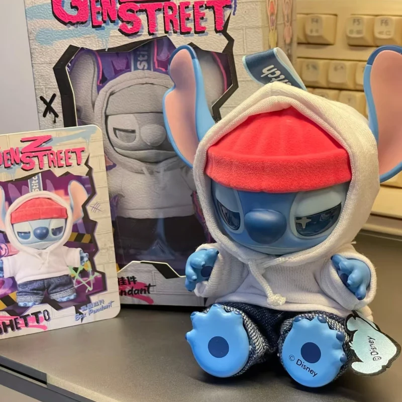 جديد Miniso Disney Stitch Gen Z Street Series الفينيل صندوق أعمى مشترك المنقولة غرزة نموذج حقيبة الظهر قلادة هدية عيد ميلاد