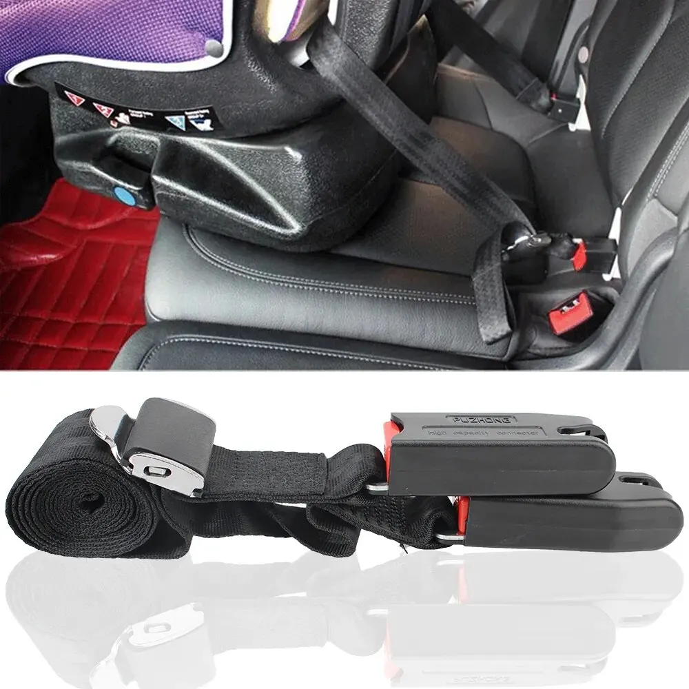 Car Child Safety Seat Belt 2-point Isofix/Latch Interface Connection Strap Fixing Band Adjustable Seat Belt Extender