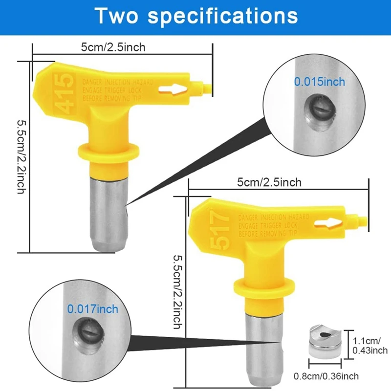 4Pcs Reversible Spray Tips,Spray Paint Nozzle Tips Reversible Airless Tips Tungsten Steel Paint Spray Tips (517/415)