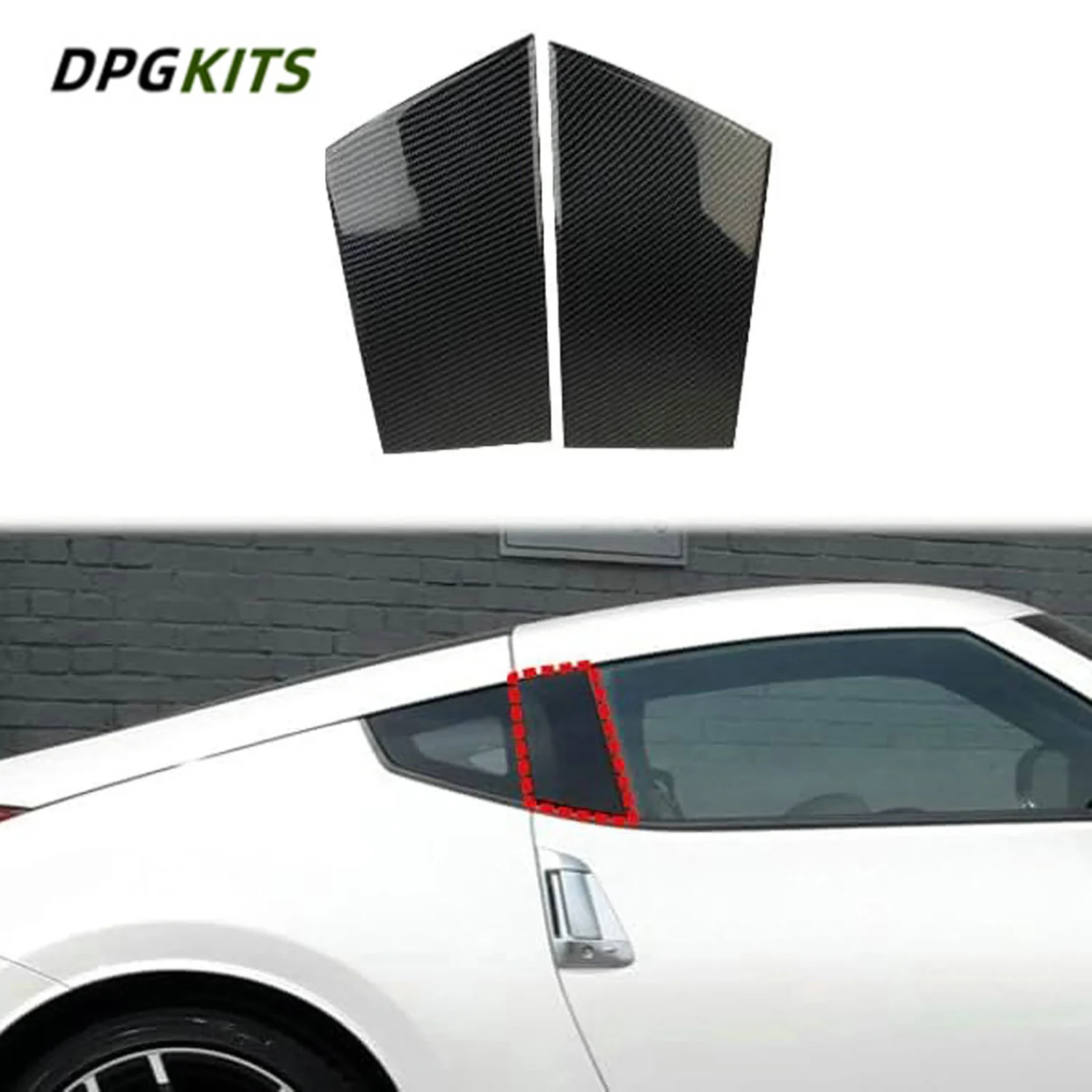 

2Pcs Carbon Fiber Exterior Car Window Pillar Trim Cover For Nissan 370Z 2009-2020