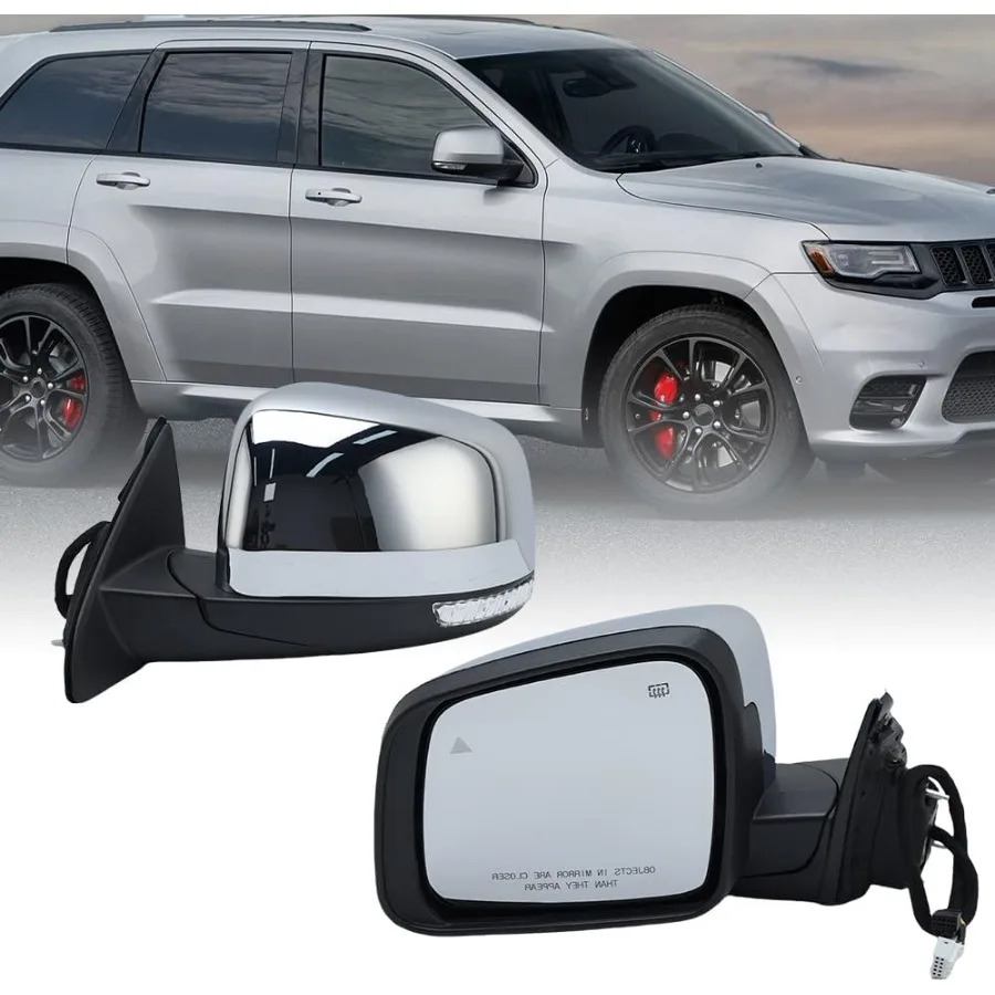 กระจกมองข้างพับได้แบบแมนนวล พร้อมขั้วต่อ 13 พิน สำหรับรถจี๊ป แกรนด์ เชอโรกี ปี 2011-2022 กระจกมองข้างแบบมีระบบไล่ฝ้าและเตือนจุดบอด สำหรับด้านซ้ายและขวา