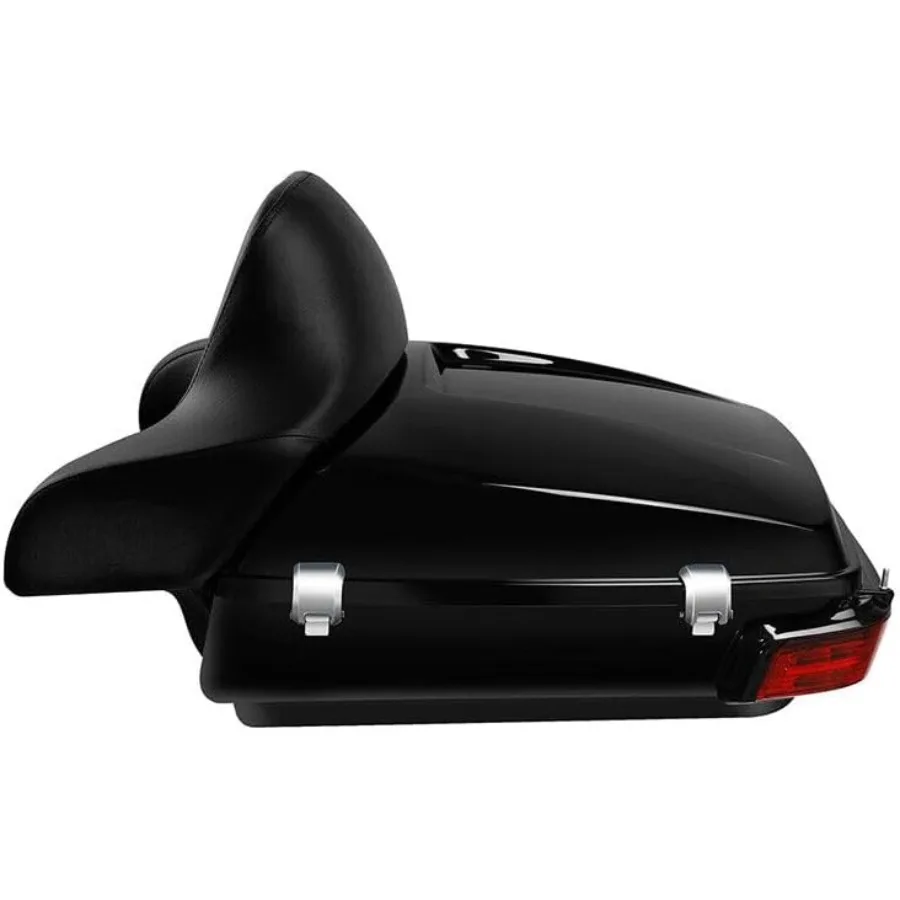 10.7 صندوق صندوق صندوق الدراجة النارية المفروم مسند الظهر مصباح ليد خلفي مع حزمة مزلاج من الكروم لنماذج Harley Touring 20142025 Electra Gli