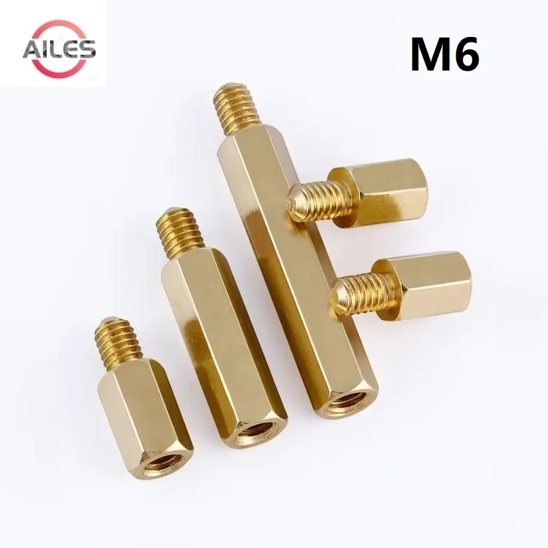 M6 Hex Brass Standoff  Spacer Screw Pillar PCB Computer PC Motherboard Female Standoff Spacer 6mm Thread Length 8mm Thread Lengt