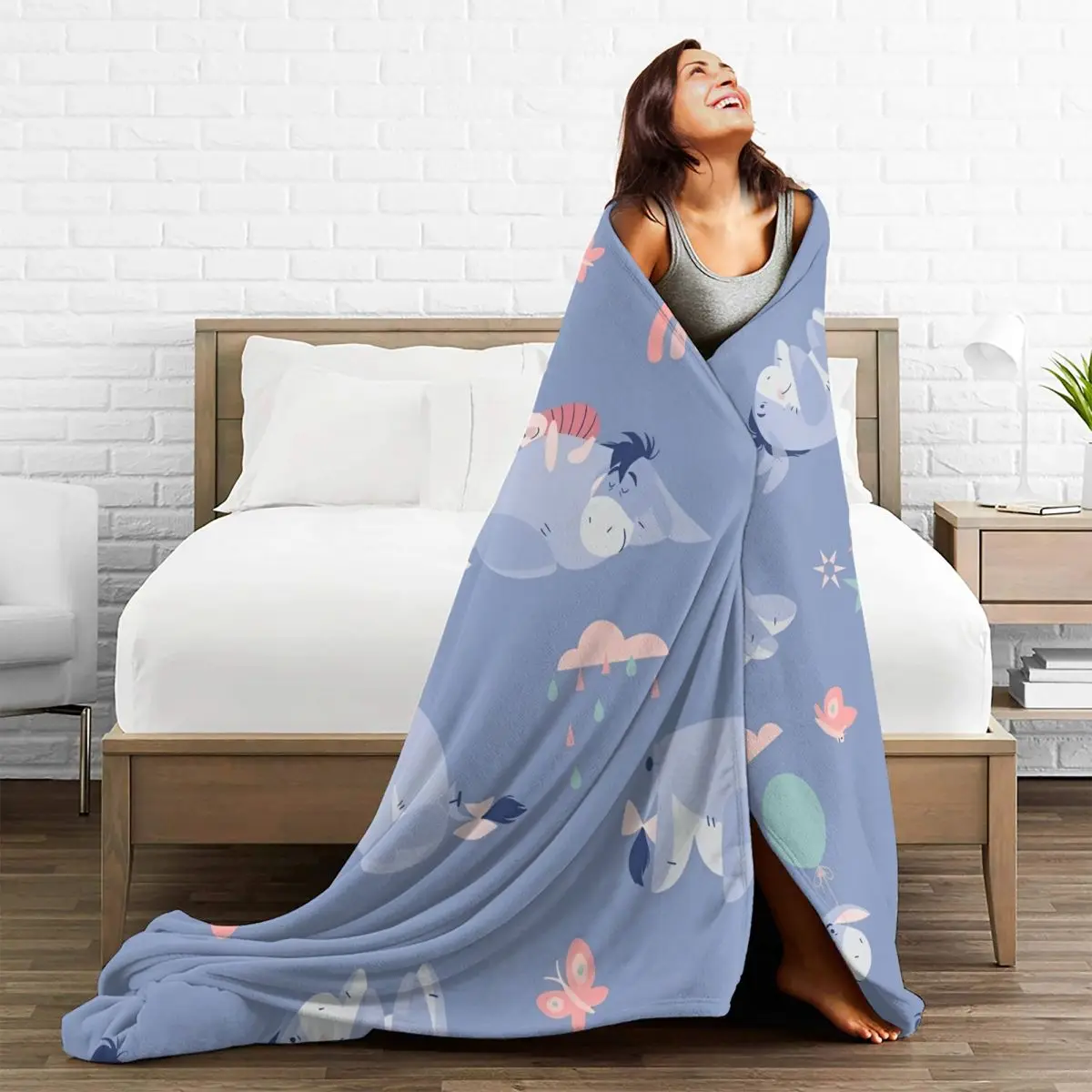 Eeyore Collages Blanket Eeyore Collages Super Warm Aesthetic Plush Throw Blanket For Home Decor Flannel Bedspread Bed Cover