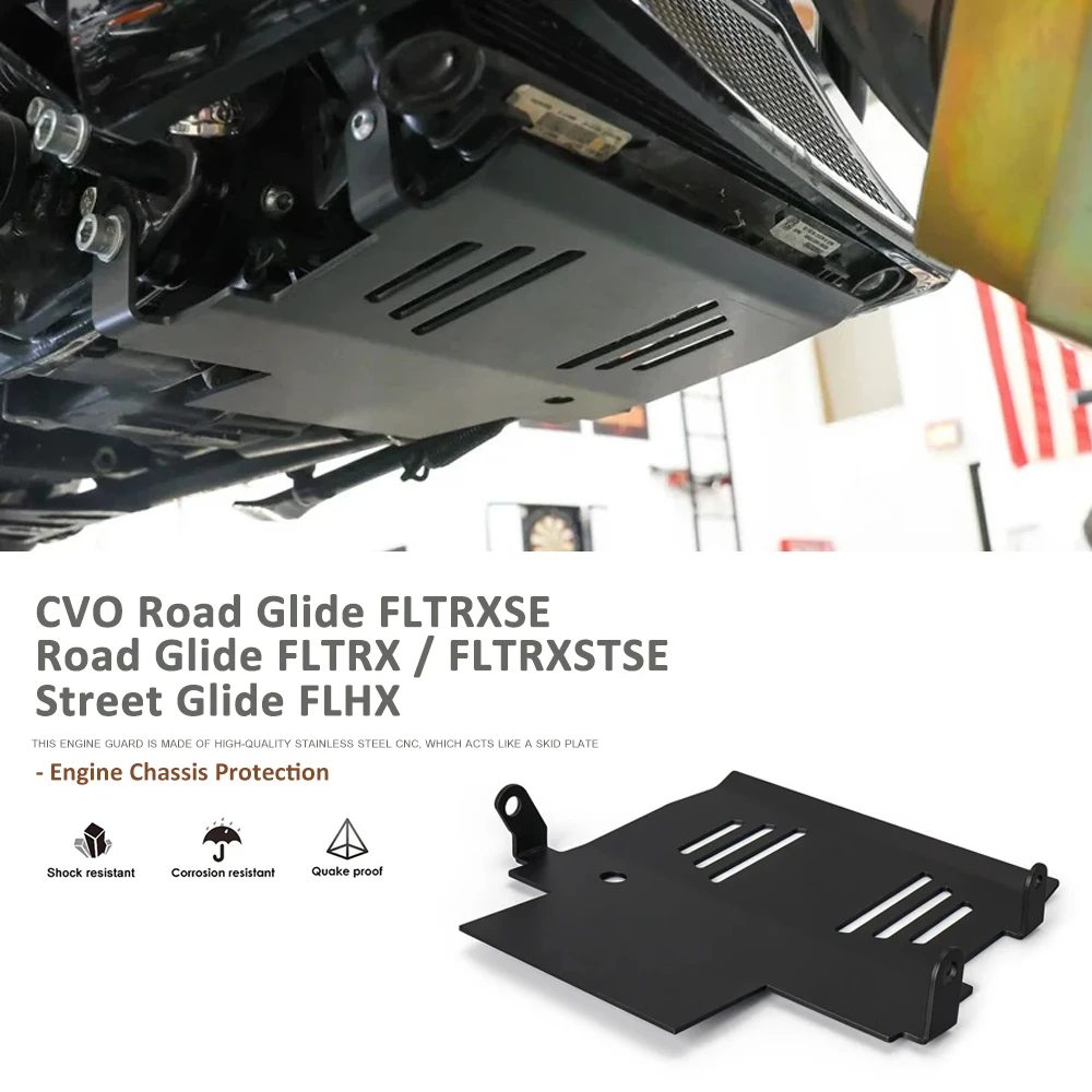 Motorrad Schwarz Motor Chassis Schutz Abdeckung Unter Schutz Skid Für CVO Road Glide FLTRXSE Street Glide Spezielle FLHXSE FLHX