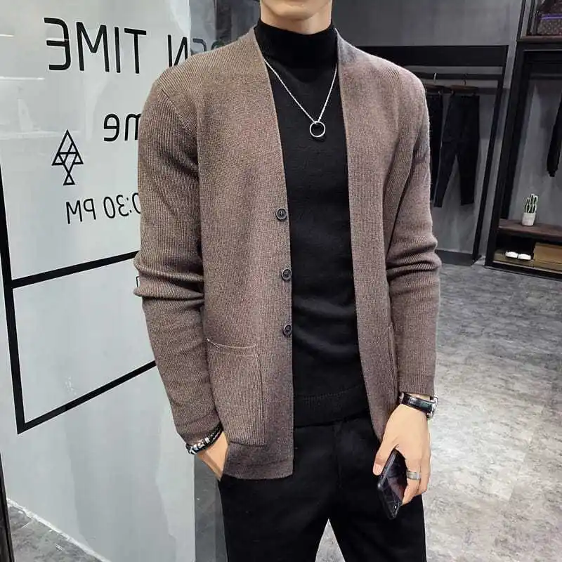 

V-neck sweater men's coat Korean version of the trend 2024 autumn new knit cardigan men