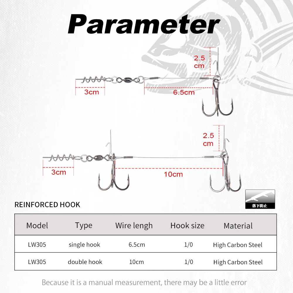 

Hunthouse 6.5/10cm Single Double Fishing Hook Rig High Carbon Steel Sharp Treble Hook Barbed Design For Bass Pike Soft Lure