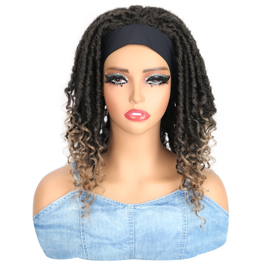 Synthetic Afro Dreadlock Headband Wigs Dreadlock Crochet Hair Wig Ombre Color Synthetic Fiber Hair Wigs Low Temperature Hair Wig