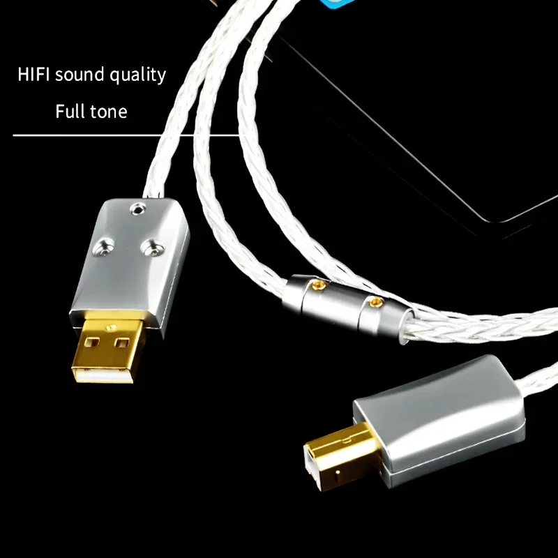 24AWG OCC Silver Plated USB 2.0 Data Cable USB A To USB B Decoder Computer Mixer Cable