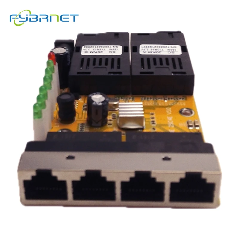 2/10Pcs Switch Reverse POE MINI 2Fiber 4RJ45 Fiber Optical Media Converter PCBA Fiber Optical UTP Port 10/100M PCBA Board