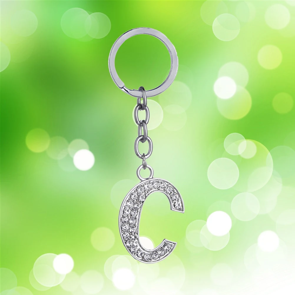 Metal Keychain Letter Pendant Rhinestone Car Keys Bag Charm Sturdy Material Stylish Gift Idea Key Ring Handbag Charms