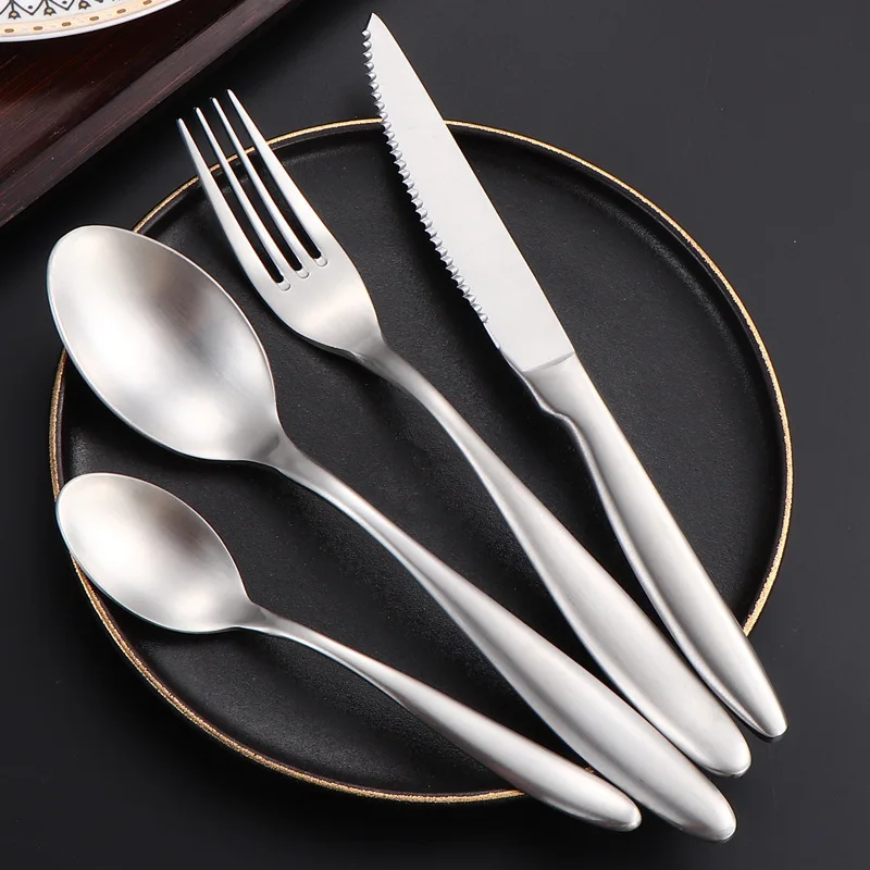 

304 stainless steel Western tableware set sanding steak knife, fork and spoon Hotel restaurant home kitchenware set