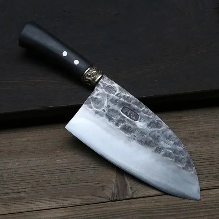 

7.7 Inch Chopper Knife 8Cr18Mov Steel Blade Ebony / Wenge Handle Slicing Cleaver Handmade Kitchen Knife Meat And Poultry Tools