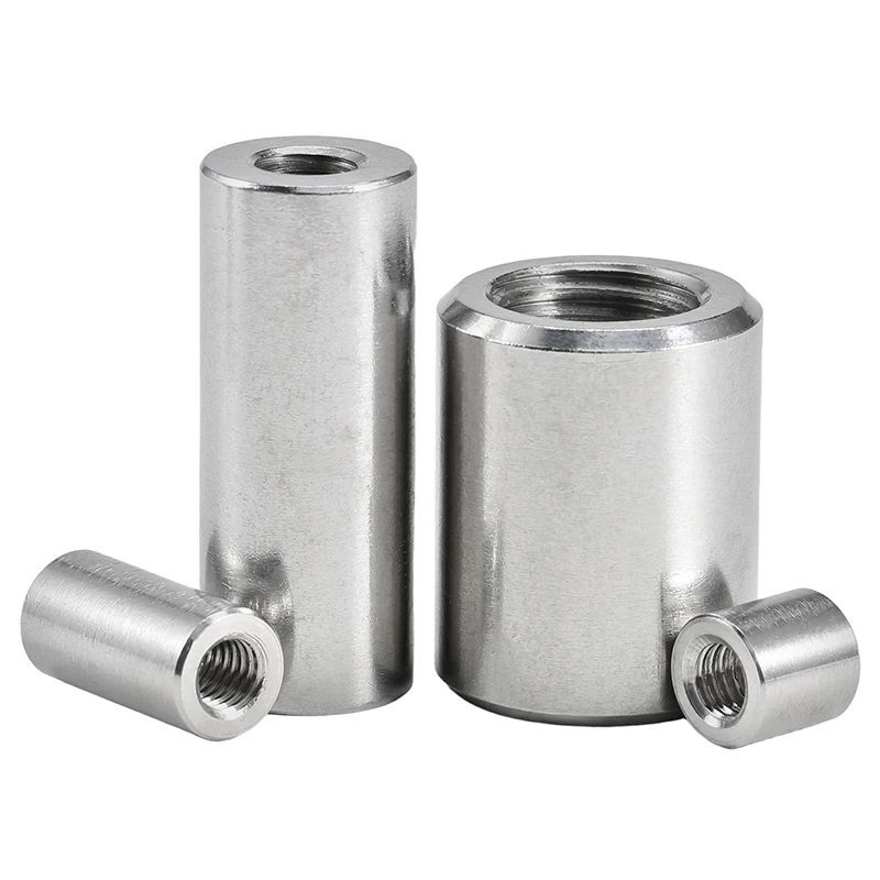 304 SS Long Round Nuts M4 Threaded Rod Connector Nuts 5/10Pcs High Strength Heat Resistant For Industrial Applications