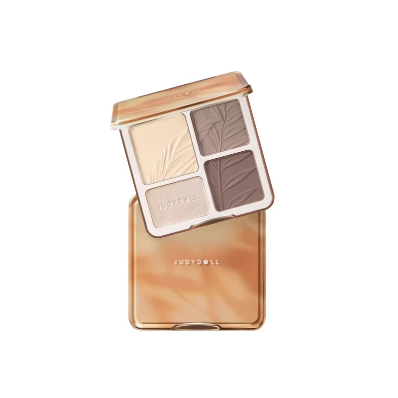 JUDYDOLL 2in1 ハイライターと輪郭パレットフェザーライトアップフェイスシャドウパウダー多目的ハイライトメイクアップ化粧品