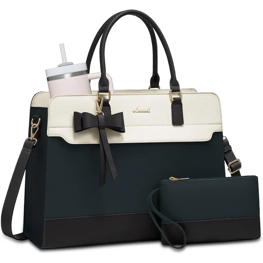 

Водонепроницаемая кожаная сумка-тоут для ноутбука для женщин: большая вместительная сумка для компьютера, портфель для офисной работы и обучающего стиля