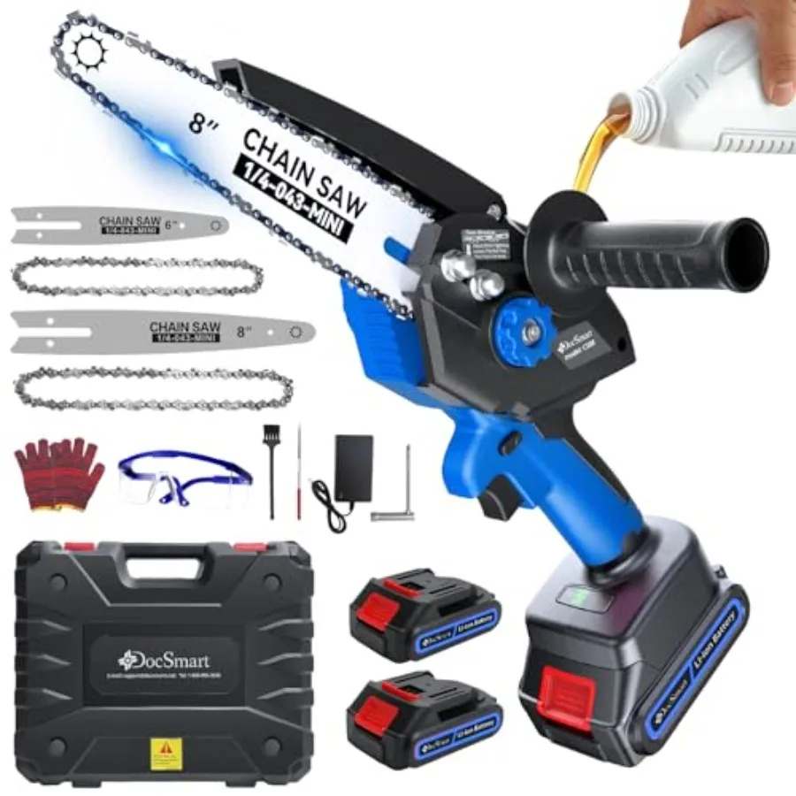 

Mini Chainsaw Electric Cordless: 8 Inch and 6 Inch Brushless Chain Saw with 2 Pack Rechargeable Batteries Battery Powered Hand
