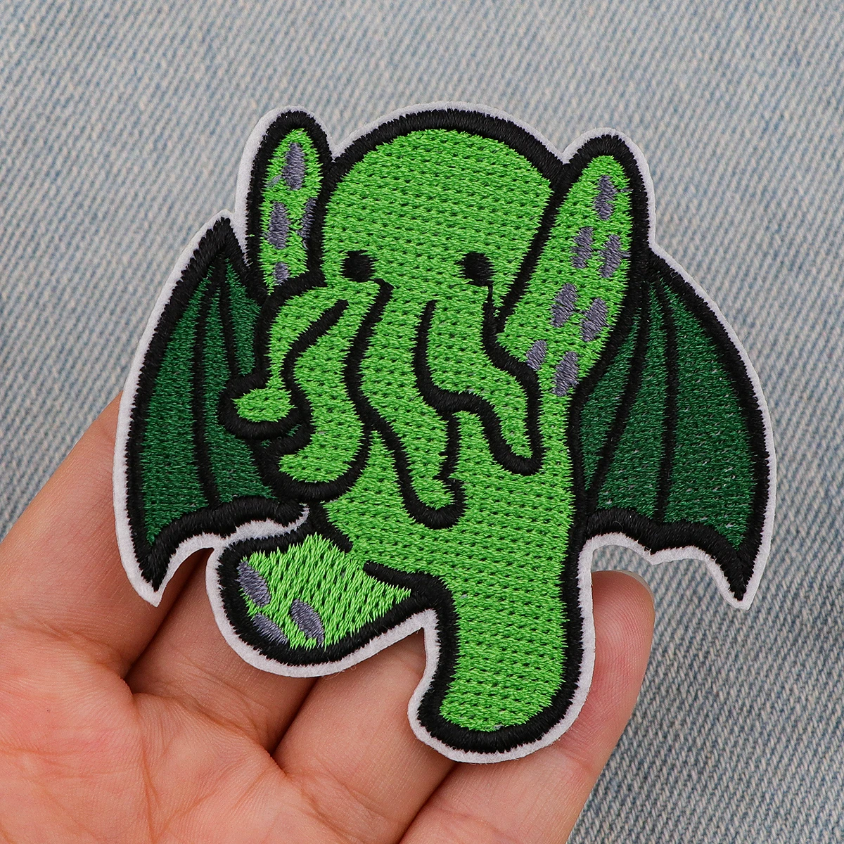 

Green Elephant Embroidery Patch Fairy Tale Iron On Patches For Clothing Thermoadhesive Patches On Clothes DIY Sew Cartoon Badges