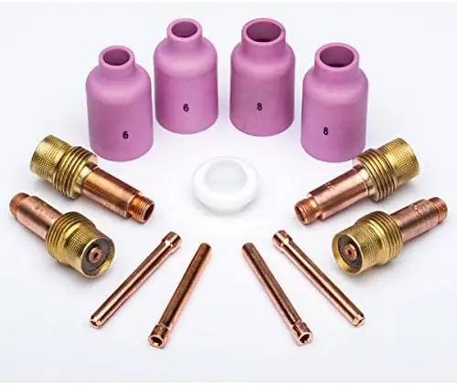 twood 14 Pieces Tig Welding 6/8 Gas Lens Components Collet Body Kit Torch Accessories Cup Alumina Nozzle Stubby Gas Lens 17