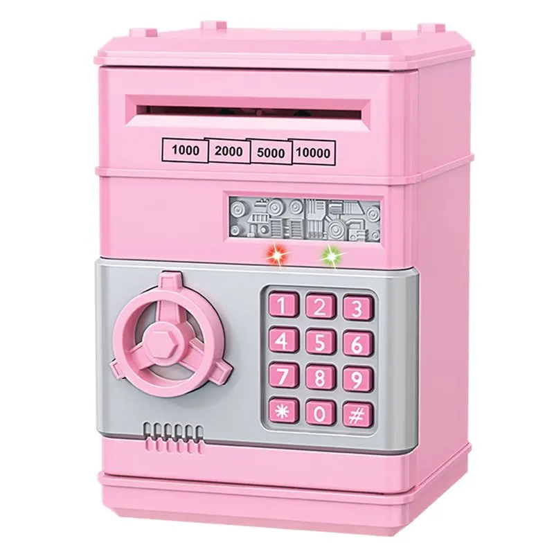 Alcancía con contraseña ATM electrónica altamente recomendada, caja de ahorro de dinero de papel de desplazamiento automático para niños (sin batería)