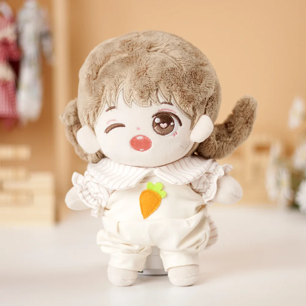 20CM Doll Clothes Lovely Radish Overalls Rabbit Ears Dress Up Dolls Accessories Cool Stuff Korea Kpop EXO idol Dolls Gift