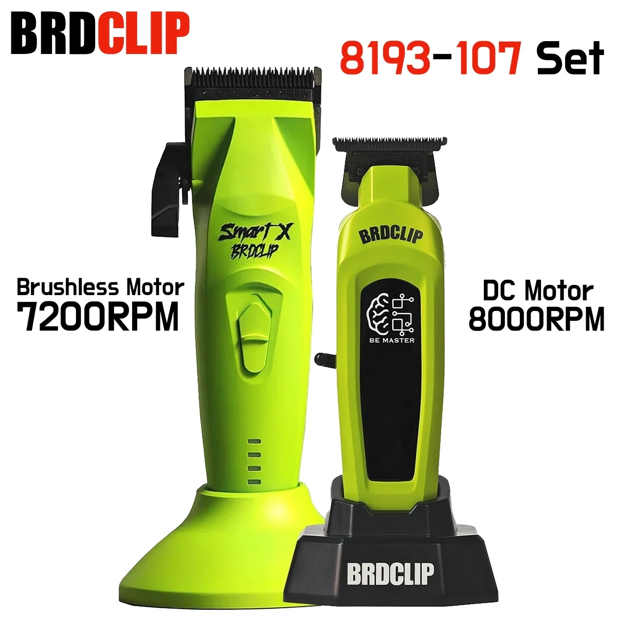 

Профессиональная электрическая машинка для стрижки волос, бесщеточный двигатель, 7500 об/мин, триммер для волос, двигатель постоянного тока, 8000 об/мин с основанием DLC, лезвие BRDCLIP 8193 107
