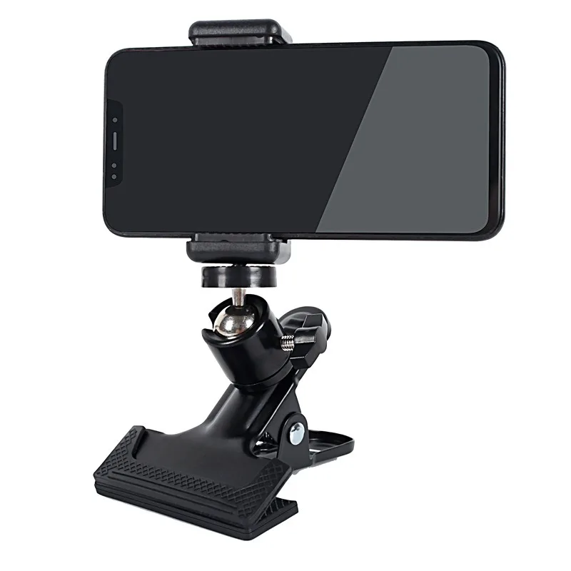 1pc Guitar Head Clip Phone Stand, Live Streaming Tripod Desktop Music Ukulele 360 Degree Rotating Stand