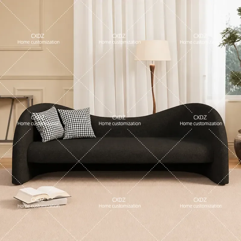 Retro Black Sofa for Small Apartment Living Room Bedroom Rental Home Beauty Salon Reception Area Compact Modern Furniture