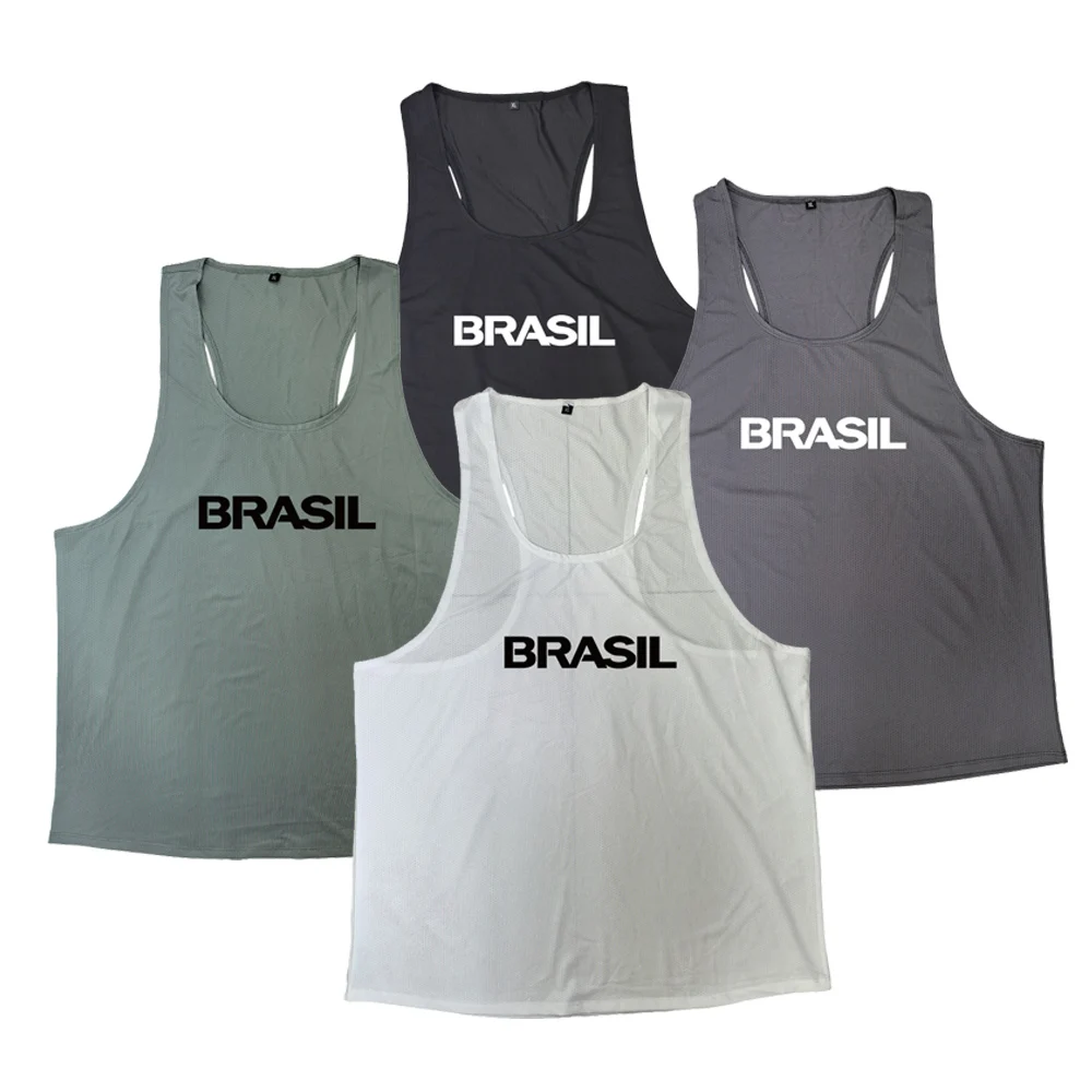 Brazil Men Running Vest Athletics Tank Top Speed Fitness Shirt Sleeveless Track Field Singlet