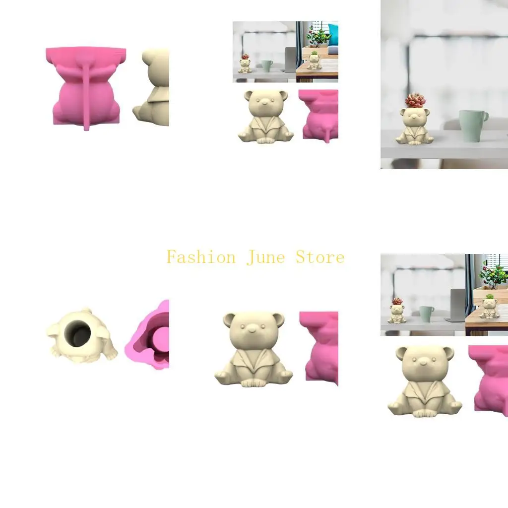 

N5KA Little Bear Shaped Mold Flower Pots Mould Durable Silicone Molds Animal Planters Mould for DIY Enthusiasts