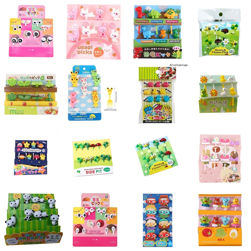 1 Set Animal Fruit Fork Food Grade Plastic Mini Cartoon Kids Cake Fruit Toothpick Bento Lunch Bento Accessories Party Decoration